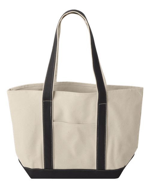 Liberty Bags 8871 Windward Large Cotton Canvas Classic Resort Tote - Natural/ Black - front