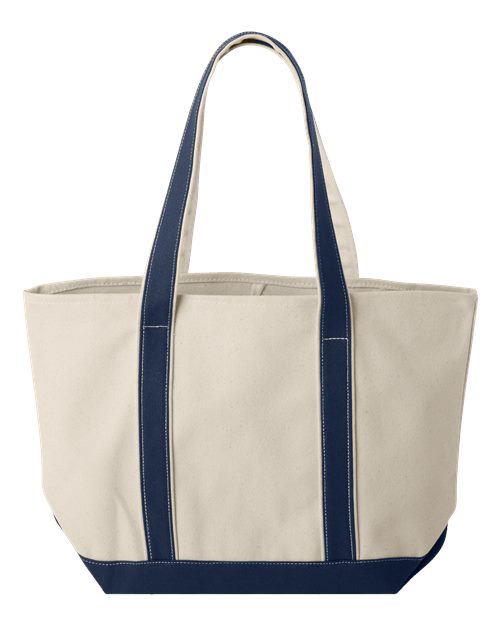 Liberty Bags 8871 Windward Large Cotton Canvas Classic Resort Tote - Natural/ Navy - back