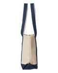 Liberty Bags 8871 Windward Large Cotton Canvas Classic Resort Tote - Natural/ Navy - side