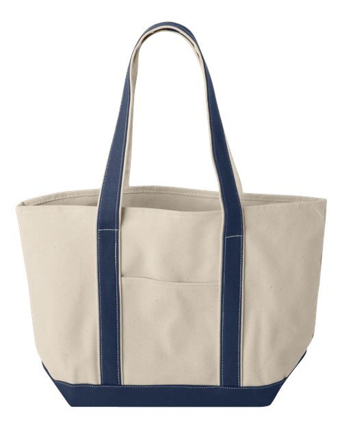 Liberty Bags 8871 Windward Large Cotton Canvas Classic Resort Tote - Natural/ Navy - front