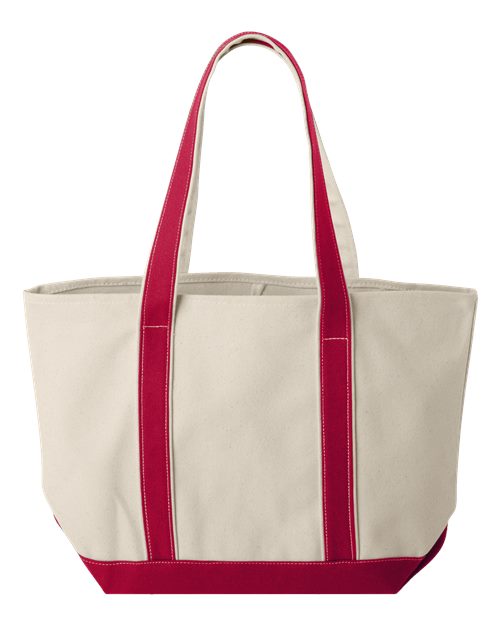 Liberty Bags 8871 Windward Large Cotton Canvas Classic Resort Tote - Natural/ Red - back