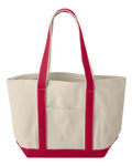 Liberty Bags 8871 Windward Large Cotton Canvas Classic Resort Tote - Natural/ Red - front