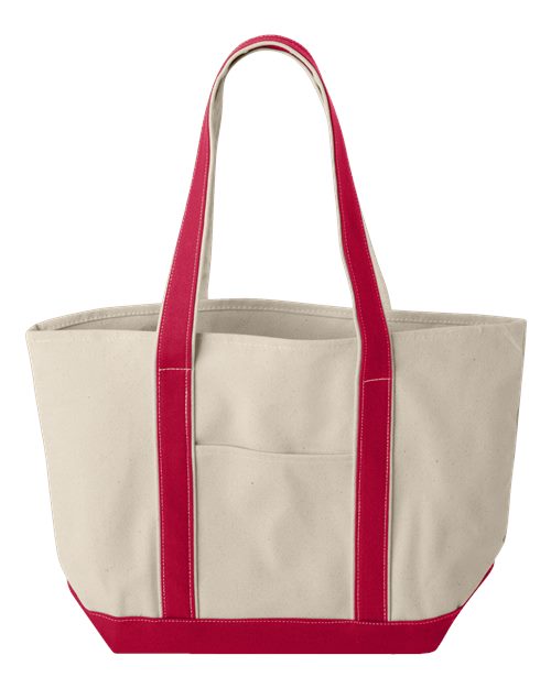 Liberty Bags 8871 Windward Large Cotton Canvas Classic Resort Tote - Natural/ Red - front
