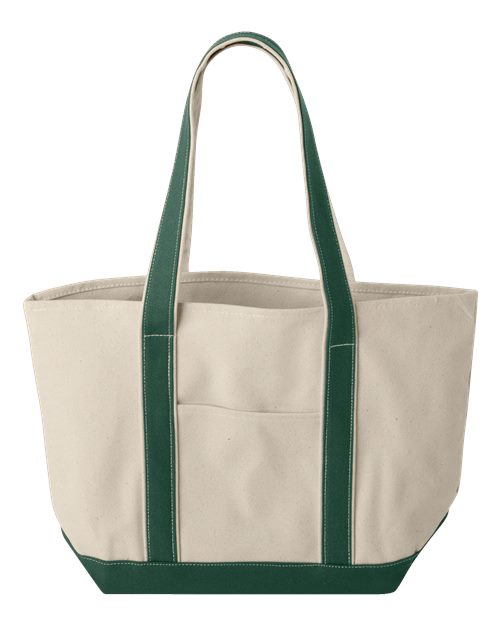 Liberty Bags 8871 Windward Large Cotton Canvas Classic Resort Tote - Natural/ Forest - front