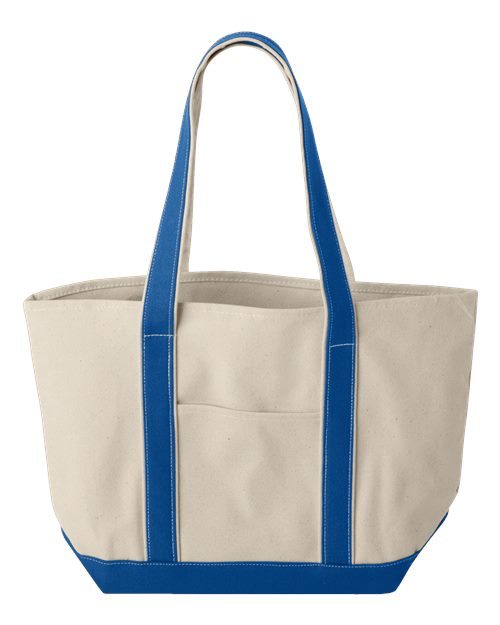Liberty Bags 8871 Windward Large Cotton Canvas Classic Resort Tote - Natural/ Royal - front