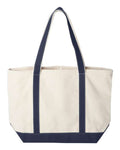 Liberty Bags 8872 Carmel Classic XL Cotton Canvas Resort Tote - Natural/ Navy - back