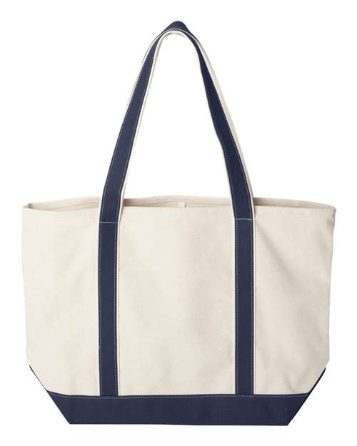 Liberty Bags 8872 Carmel Classic XL Cotton Canvas Resort Tote - Natural/ Navy - back