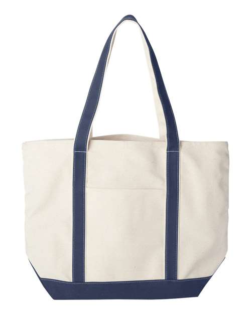 Liberty Bags 8872 Carmel Classic XL Cotton Canvas Resort Tote - Natural/ Navy - front