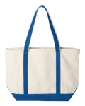 Liberty Bags 8872 Carmel Classic XL Cotton Canvas Resort Tote - Natural/ Royal - back