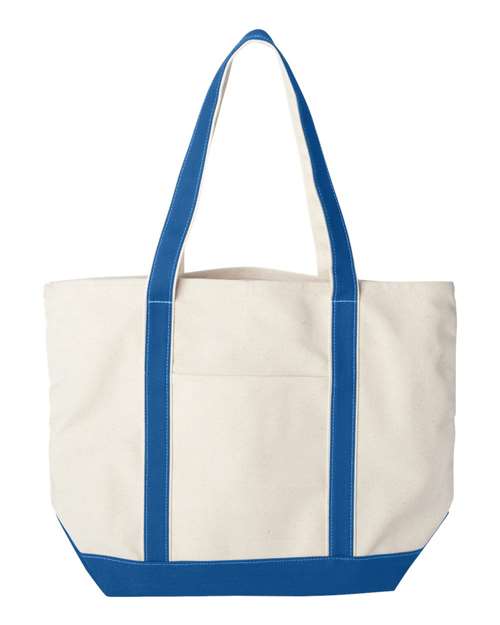 Liberty Bags 8872 Carmel Classic XL Cotton Canvas Resort Tote - Natural/ Royal - front