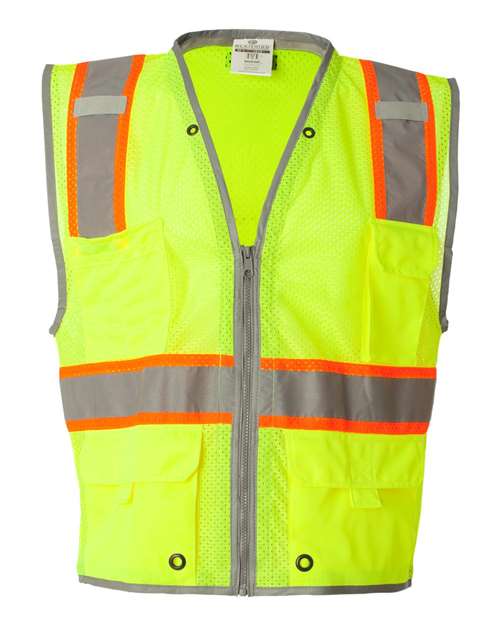 Kishigo 1510-1511 Unisex Premium Brilliant Series Heavy-Duty Class 2 Vest - Lime - front