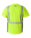 Kishigo 9114-9115 Unisex Premium Black Series Breathable Tape Class 2 T-Shirt - Lime - back