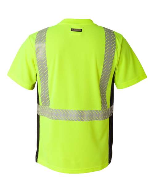 Kishigo 9114-9115 Unisex Premium Black Series Breathable Tape Class 2 T-Shirt - Lime - back