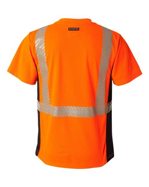 Kishigo 9114-9115 Unisex Premium Black Series Breathable Tape Class 2 T-Shirt - Orange - back