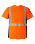 Kishigo 9114-9115 Unisex Premium Black Series Breathable Tape Class 2 T-Shirt - Orange - front