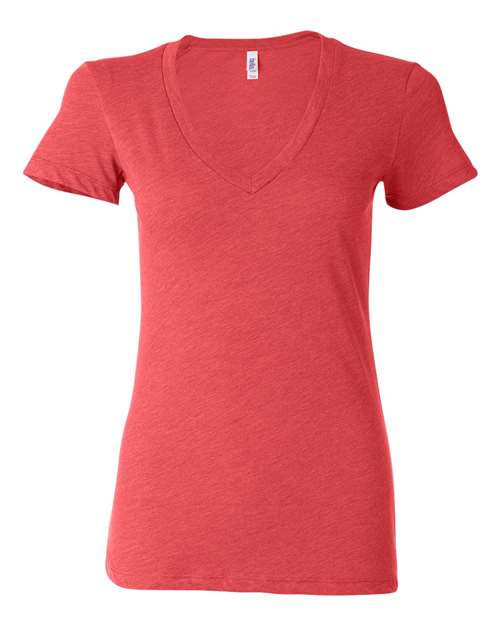 BELLA + CANVAS 8435 Women’s Triblend Deep V-Neck Tee - Red Triblend - front