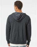 Independent Trading Co. PRM90HTZ Unisex Heathered French Terry Full-Zip Hooded Sweatshirt - Charcoal Heather - model back