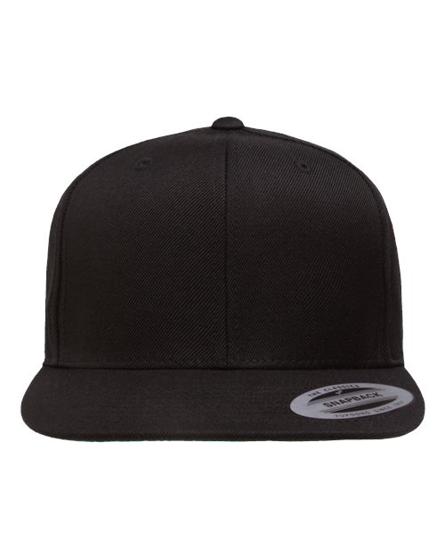 Yupoong 6089M Premium Flat Bill Snapback Cap - Black - front