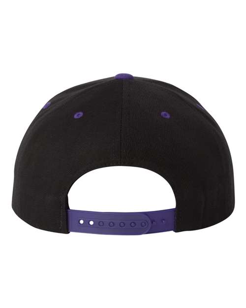 Yupoong 6089M Premium Flat Bill Snapback Cap - Black/ Purple - back