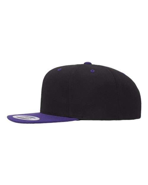 Yupoong 6089M Premium Flat Bill Snapback Cap - Black/ Purple - side