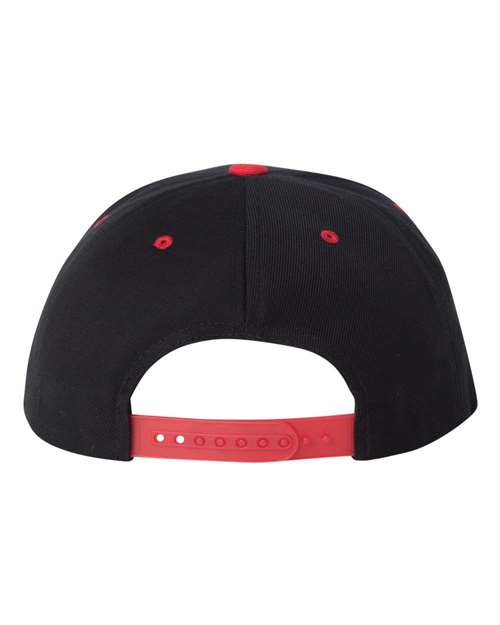 Yupoong 6089M Premium Flat Bill Snapback Cap - Black/ Red - back