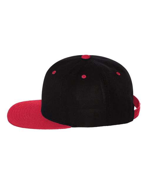 Yupoong 6089M Premium Flat Bill Snapback Cap - Black/ Red - side