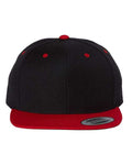 Yupoong 6089M Premium Flat Bill Snapback Cap - Black/ Red - front