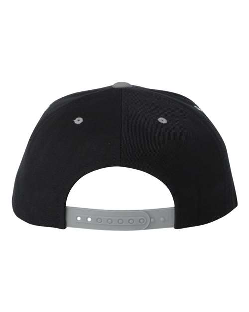 Yupoong 6089M Premium Flat Bill Snapback Cap - Black/ Silver - back