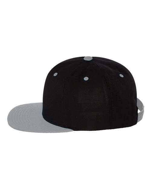Yupoong 6089M Premium Flat Bill Snapback Cap - Black/ Silver - side