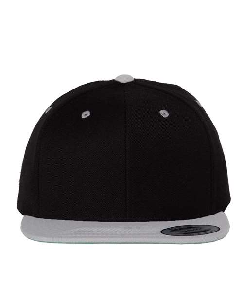 Yupoong 6089M Premium Flat Bill Snapback Cap - Black/ Silver - front