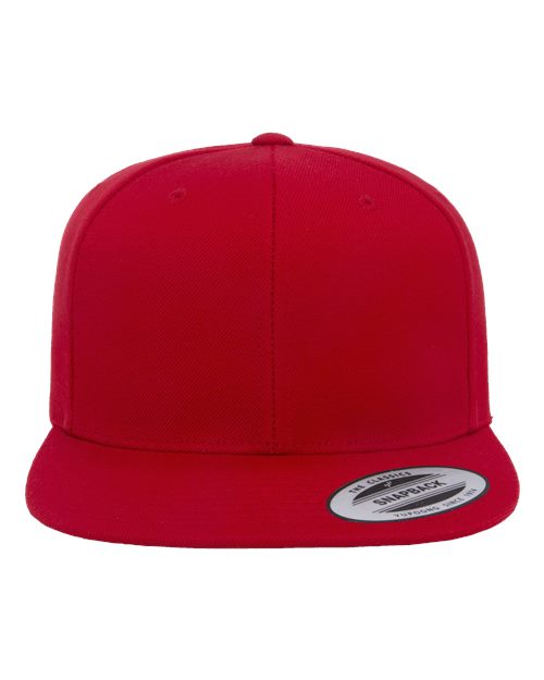 Yupoong 6089M Premium Flat Bill Snapback Cap - Red - front