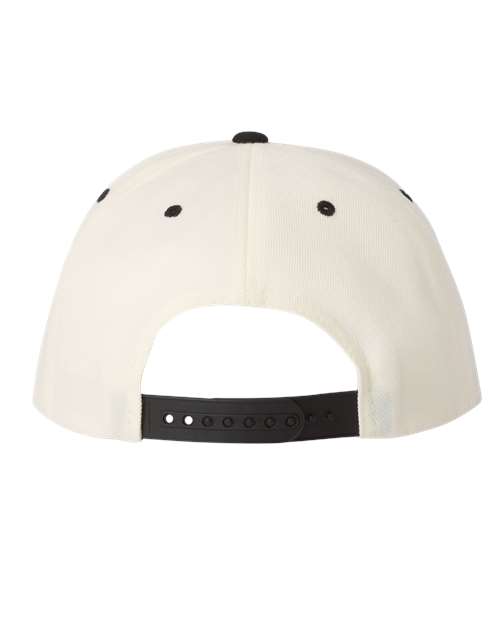Yupoong 6089M Premium Flat Bill Snapback Cap - Natural/ Black - back