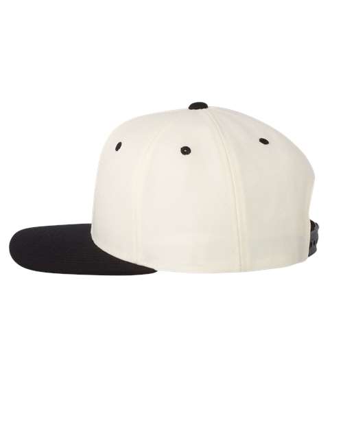 Yupoong 6089M Premium Flat Bill Snapback Cap - Natural/ Black - side