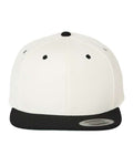Yupoong 6089M Premium Flat Bill Snapback Cap - Natural/ Black - front