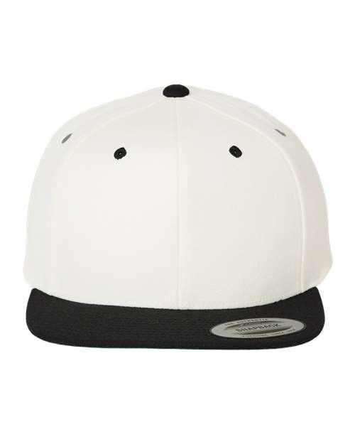 Yupoong 6089M Premium Flat Bill Snapback Cap - Natural/ Black - front