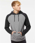 Independent Trading Co. IND40RP Unisex Raglan Hooded Sweatshirt - Gunmetal Heather/ Charcoal Heather - model front