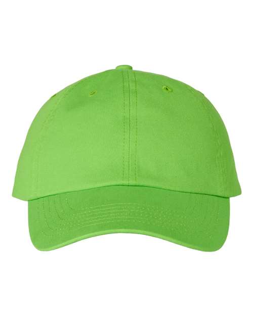 Valucap VC300A Bio-Washed Classic Dad Hat - Neon Green - front