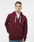 J. America 8830 Men's Sport Lace Hooded Sweatshirt - Maroon - model front