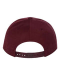 Yupoong 6089M Premium Flat Bill Snapback Cap - Maroon - back