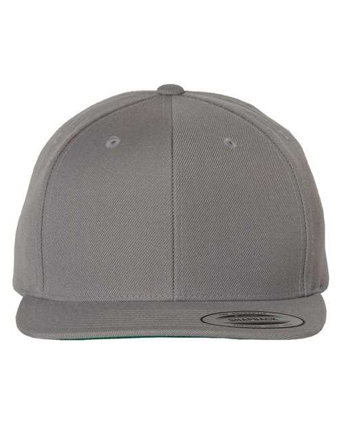 Yupoong 6089M Premium Flat Bill Snapback Cap - Silver - front