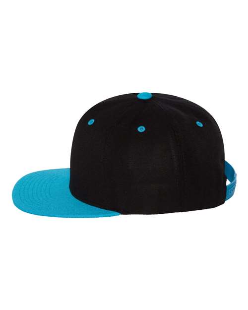 Yupoong 6089M Premium Flat Bill Snapback Cap - Black/ Teal - side