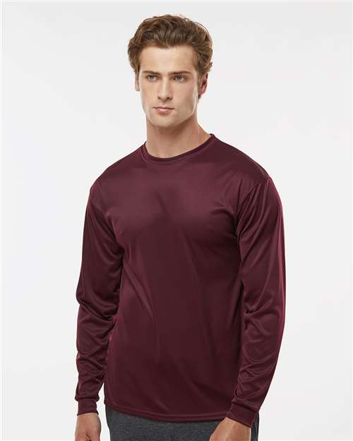 C2 Sport 5104 Unisex Performance Long Sleeve T-Shirt - Maroon - model front