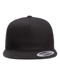 Yupoong 6007 Five-Panel Cotton Twill Snapback Cap - Black - front