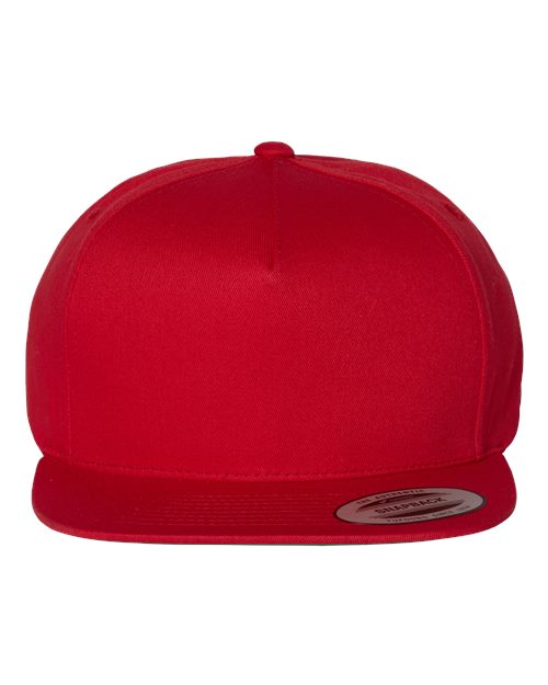 Yupoong 6007 Five-Panel Cotton Twill Snapback Cap - Red - front