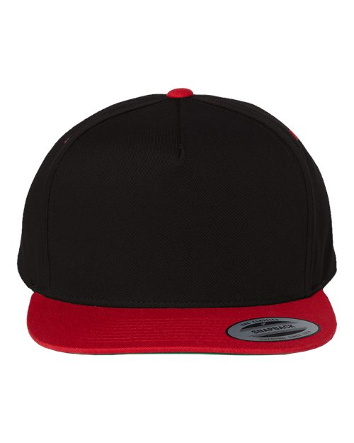 Yupoong 6007 Five-Panel Cotton Twill Snapback Cap - Black/ Red - front