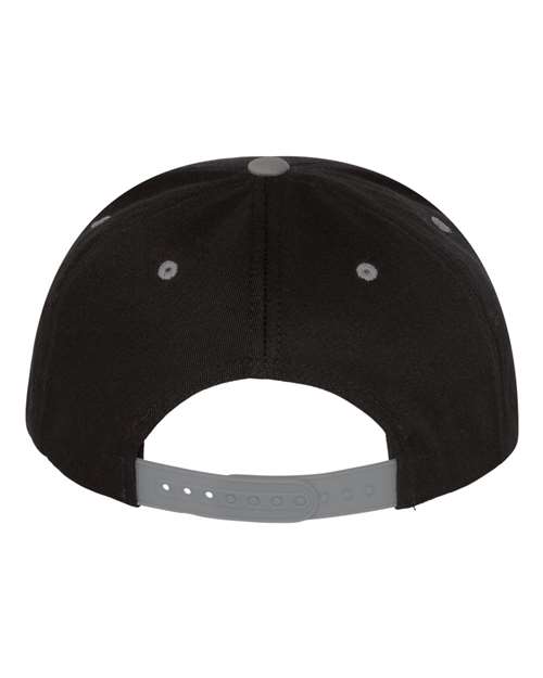 Yupoong 6007 Five-Panel Cotton Twill Snapback Cap - Black/ Grey - back