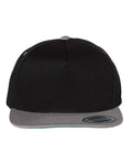 Yupoong 6007 Five-Panel Cotton Twill Snapback Cap - Black/ Grey - front