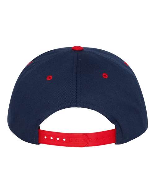 Yupoong 6007 Five-Panel Cotton Twill Snapback Cap - Navy/ Red - back