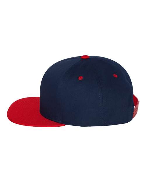 Yupoong 6007 Five-Panel Cotton Twill Snapback Cap - Navy/ Red - side