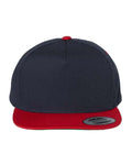 Yupoong 6007 Five-Panel Cotton Twill Snapback Cap - Navy/ Red - front